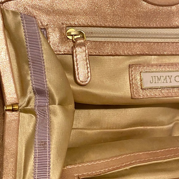 JIMMY CHOO Vintage Y2K Ballet Pink Metallic Suede/Leather Evening Bag Gold Strap - Picture 8 of 16
